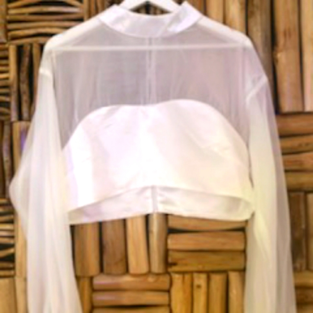 COPY - Sheer white elegant midi top